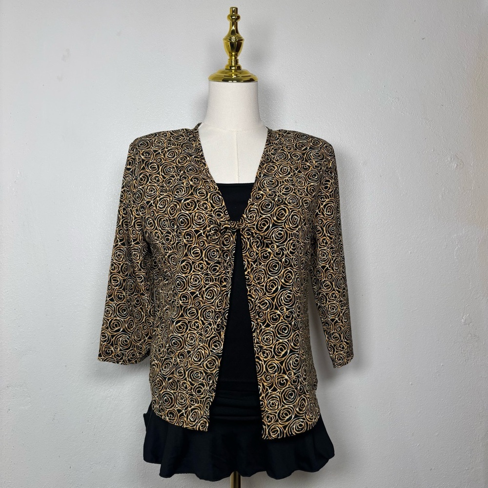 vintage 1980s -‎ 1990s california grown open front shoulder pads black gold chic